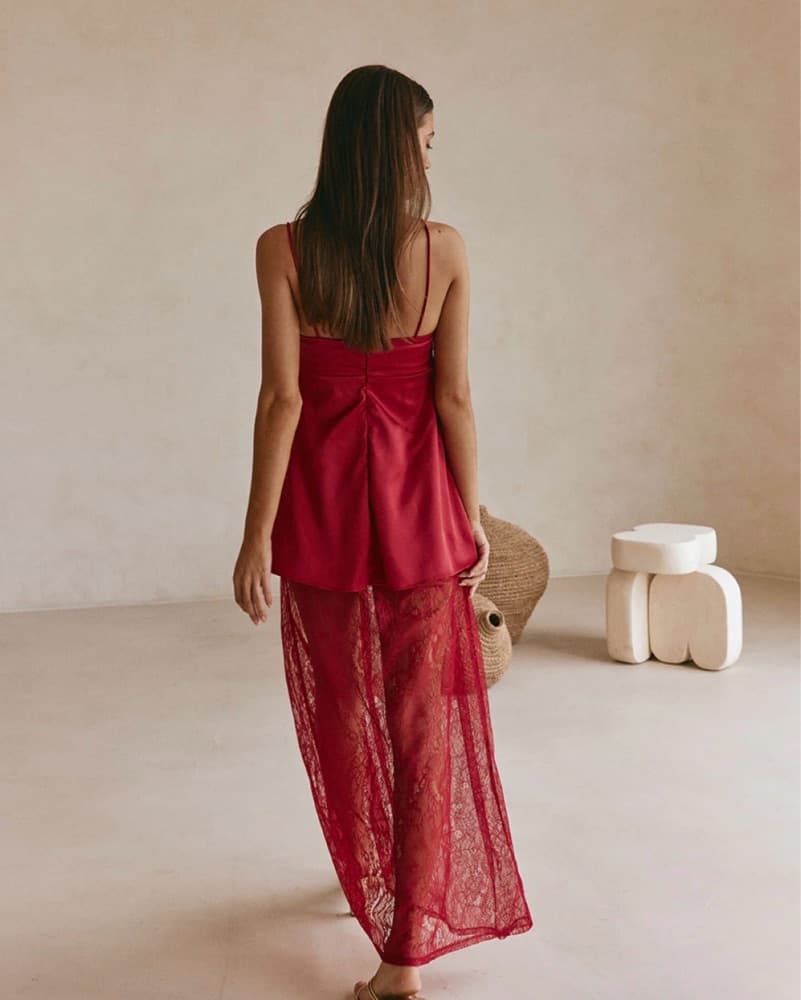  Red Lace Maxi Dress - Sabo Skirt - Image 2