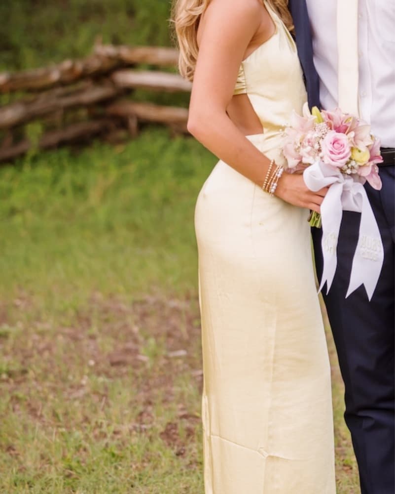 Bella Gown In Baby Yellow Revolve Dress - Image 4