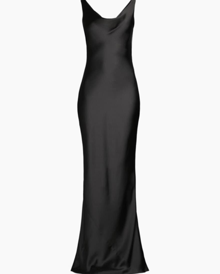 Norma Kamali Maria Satin Gown In Black - Image 3