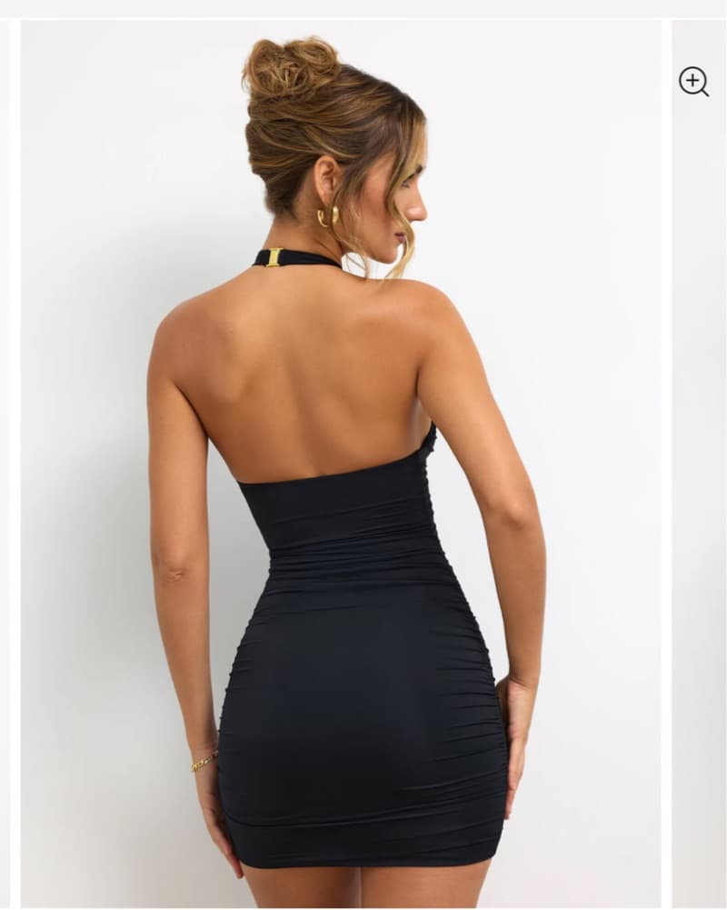 Deep V Backless Ruched Mini Dress - Image 3