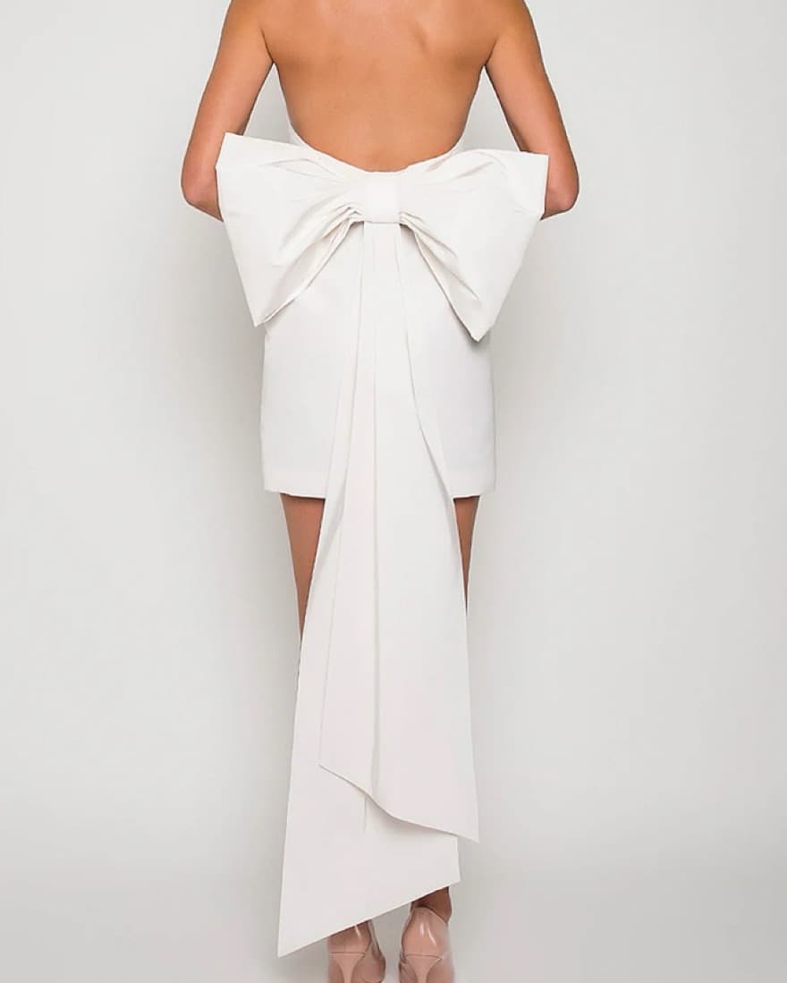 Alexia Maria Mini White Bow Dress - Image 3