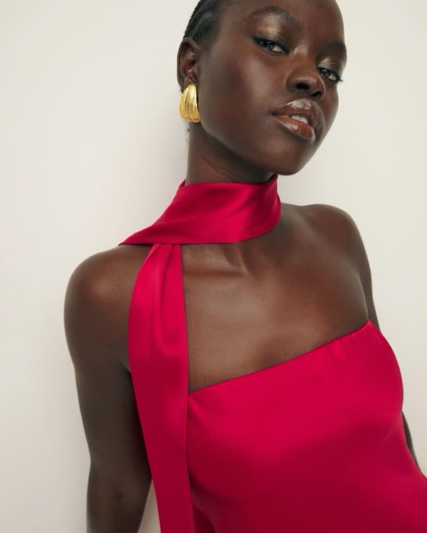Strapless 100% Silk Red Reformation dres - Image 2