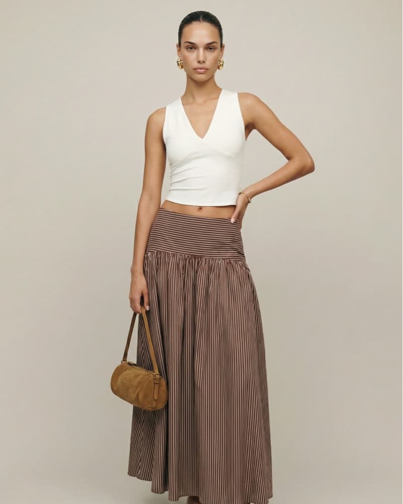 Striped Cotton Midi Skirt - Image 2