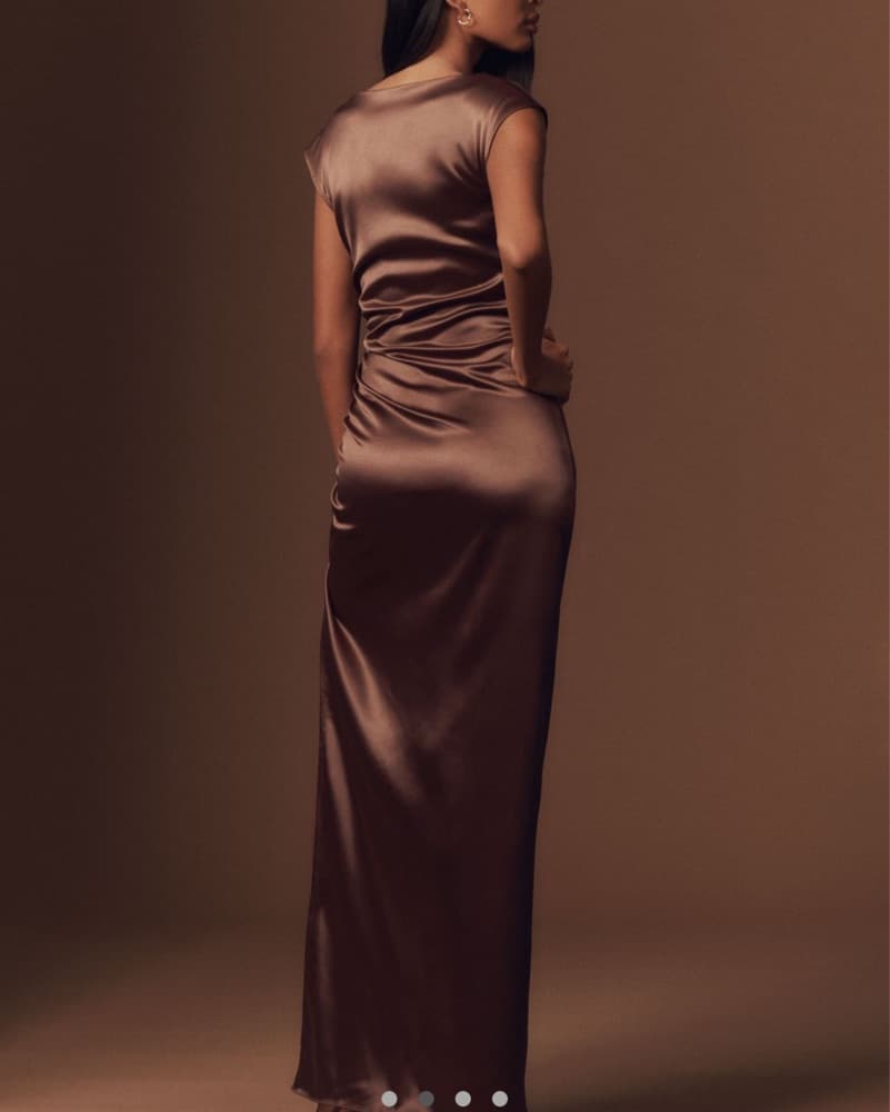 Francesca High Neck Stretch Satin Maxi - Image 2