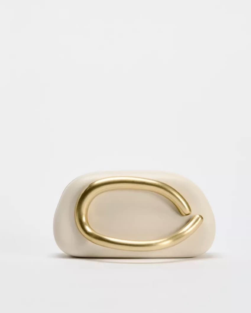 Cream and gold Clutch From Zara - Image 1