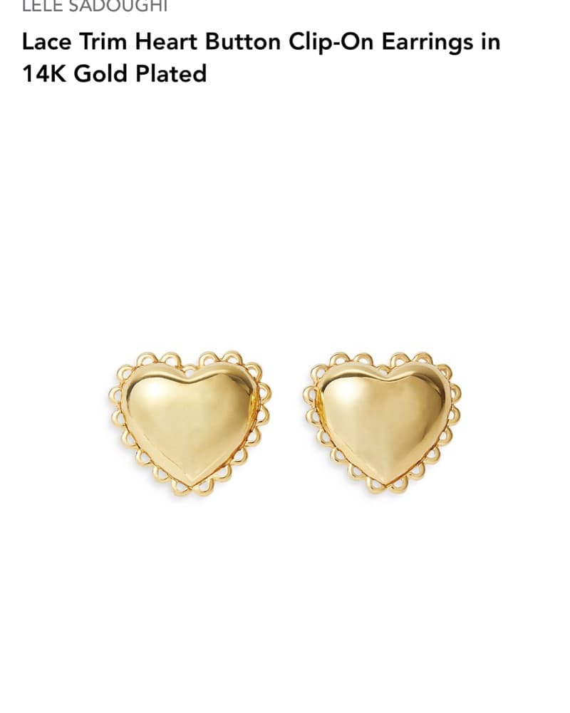Lele Sadoughi Lace Trim Heart Earrings  - Image 1