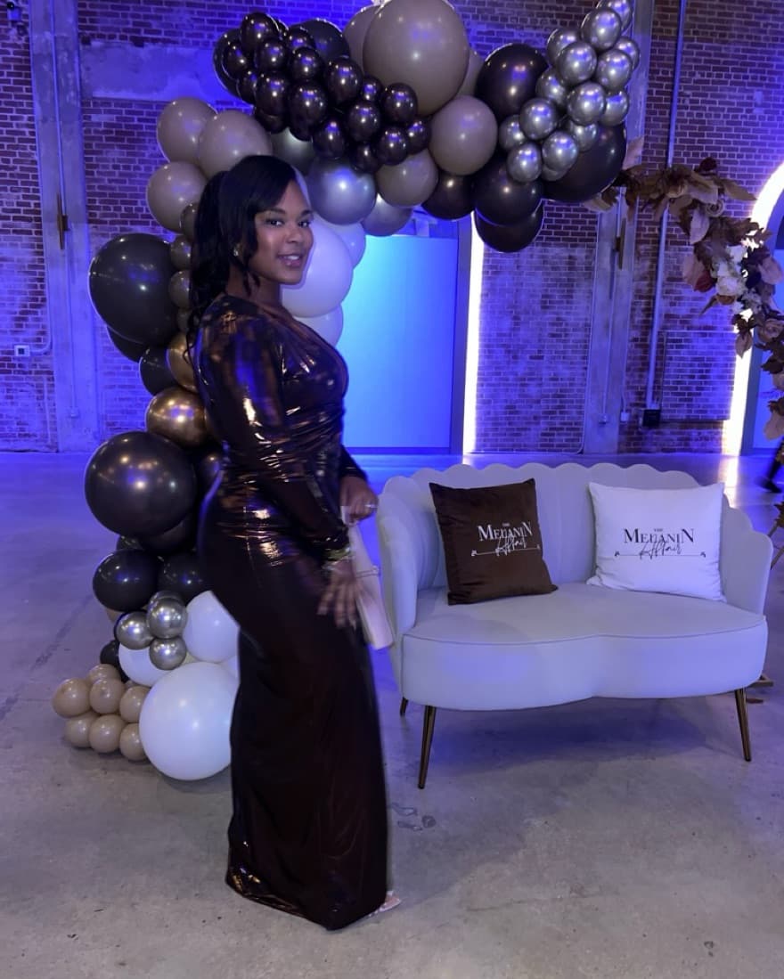 Oh Polly Long Sleeve Metallic Gown - Image 3