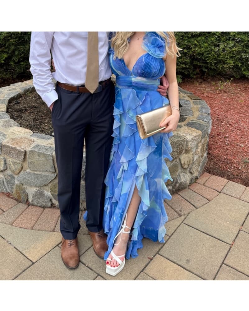 Plunge maxi dress Gown Ruffles - Image 3