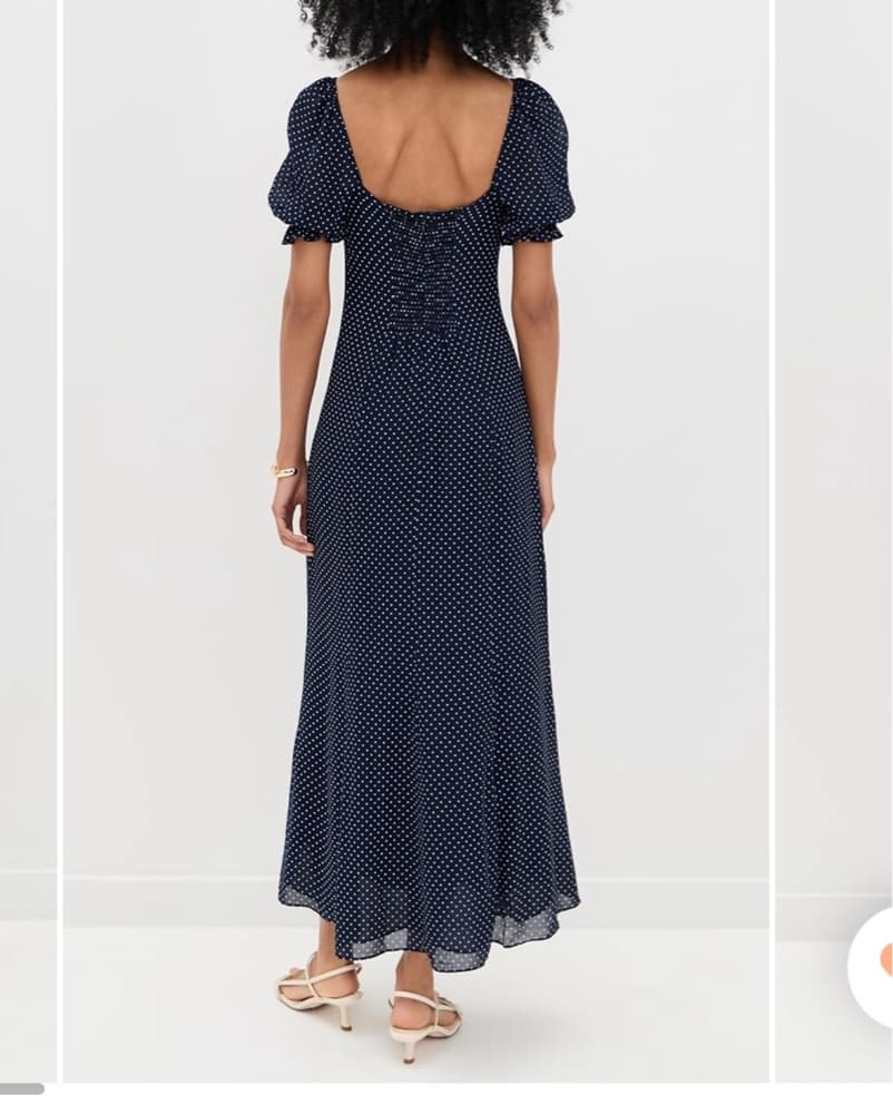 Navy Polka Dot Reformation Midi Dress  - Image 3