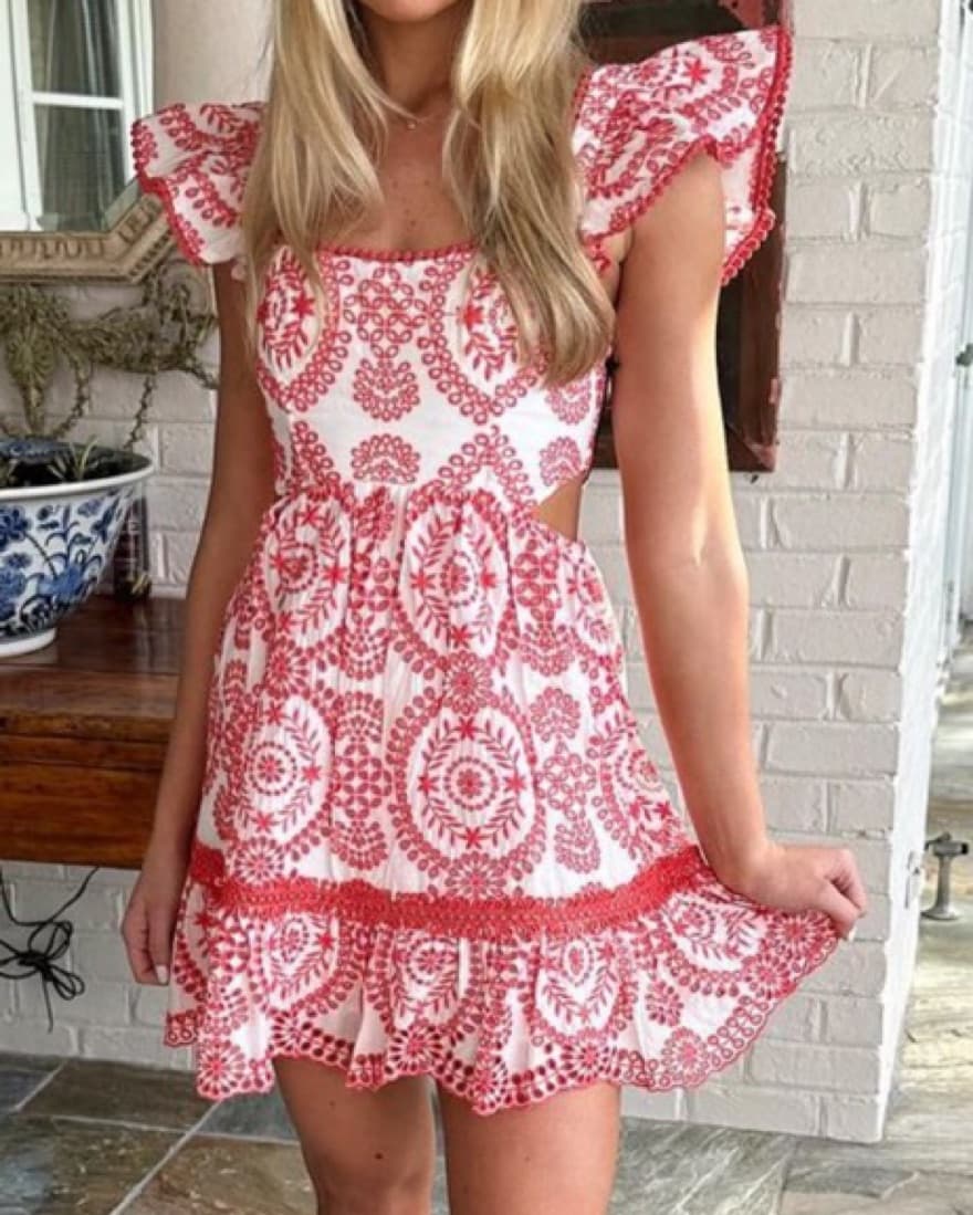 Saylor Red And White Dress - Image 1