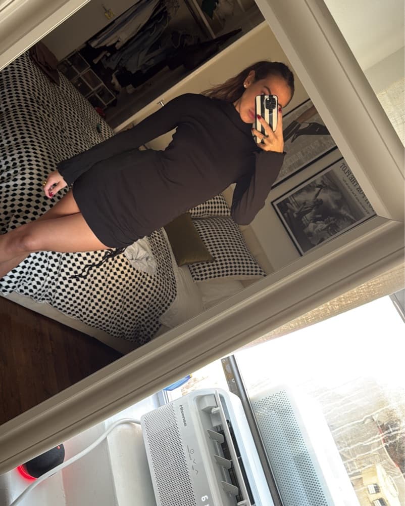 Black Ribbed Mini Dress  - Image 2