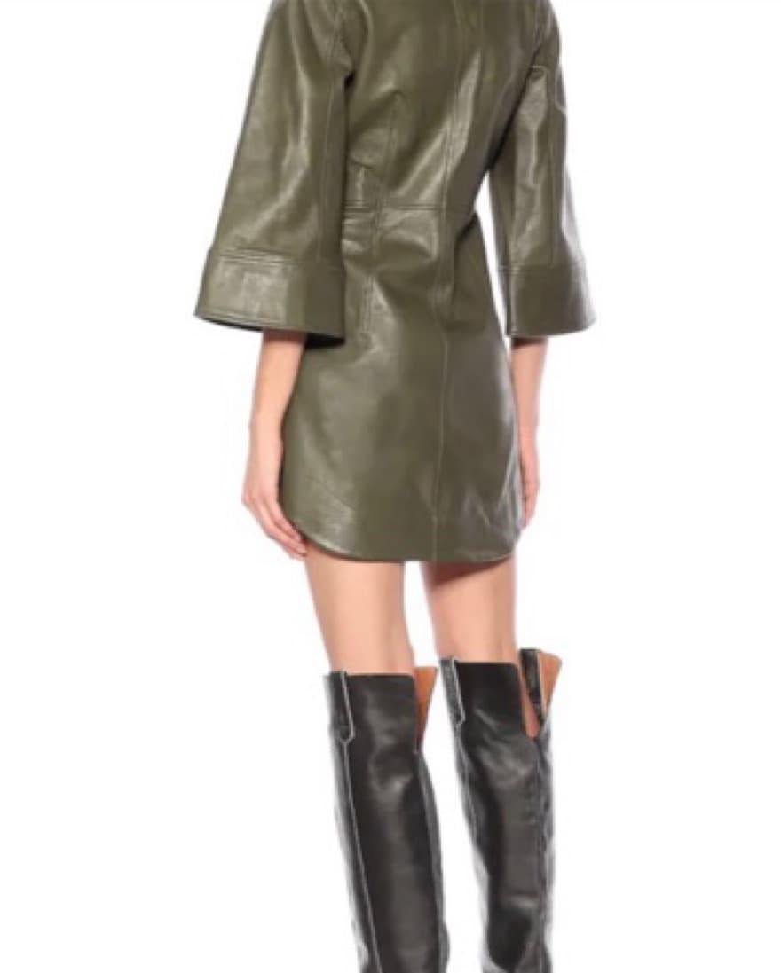 Ganni Leather Button Down Dress  - Image 3