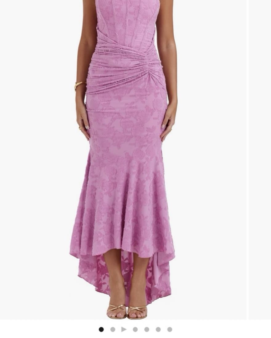 HOCB Cesca floal Ruched High Low Dress - Image 1