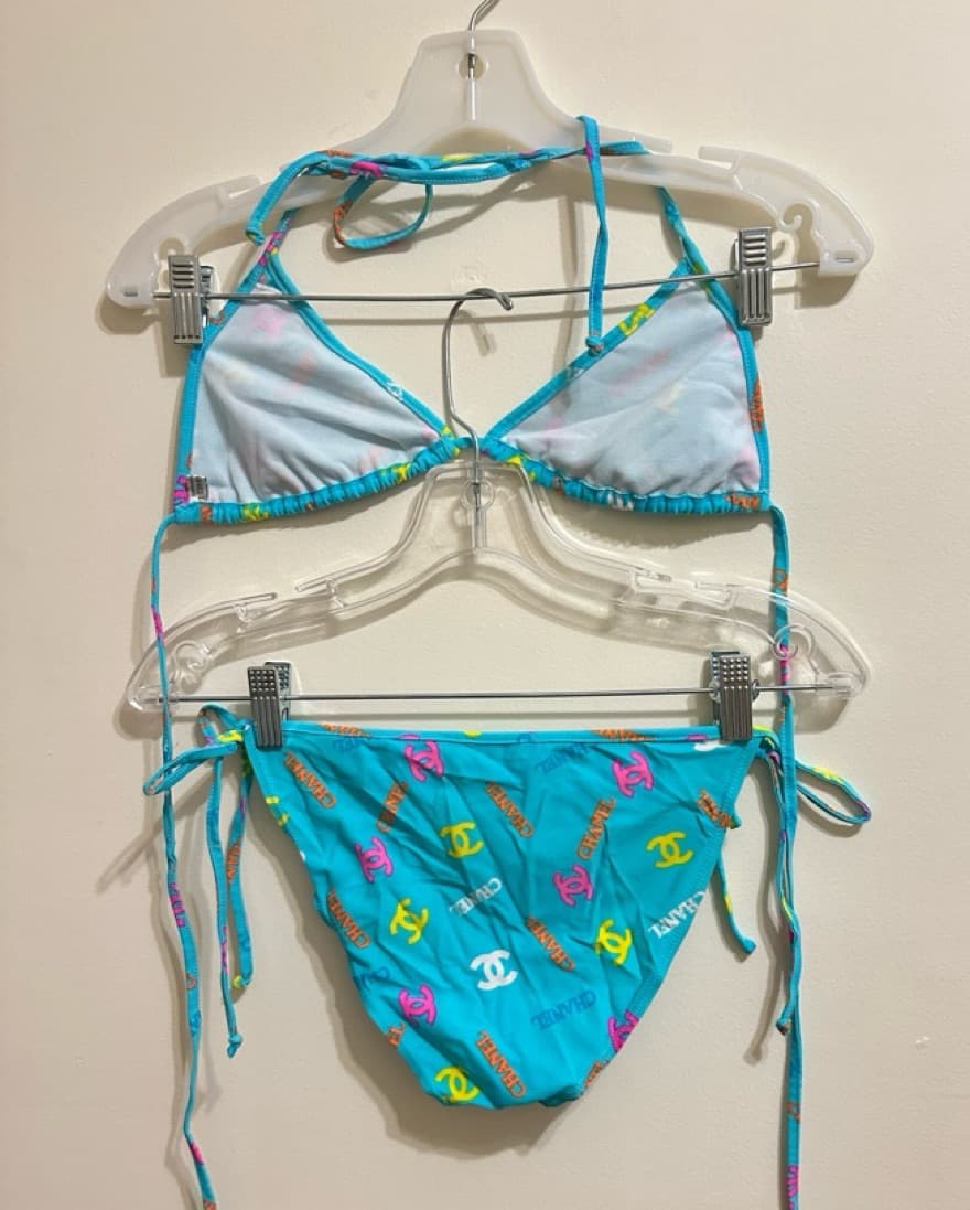 Chanel Sky Blue Logo Bikini - Image 3