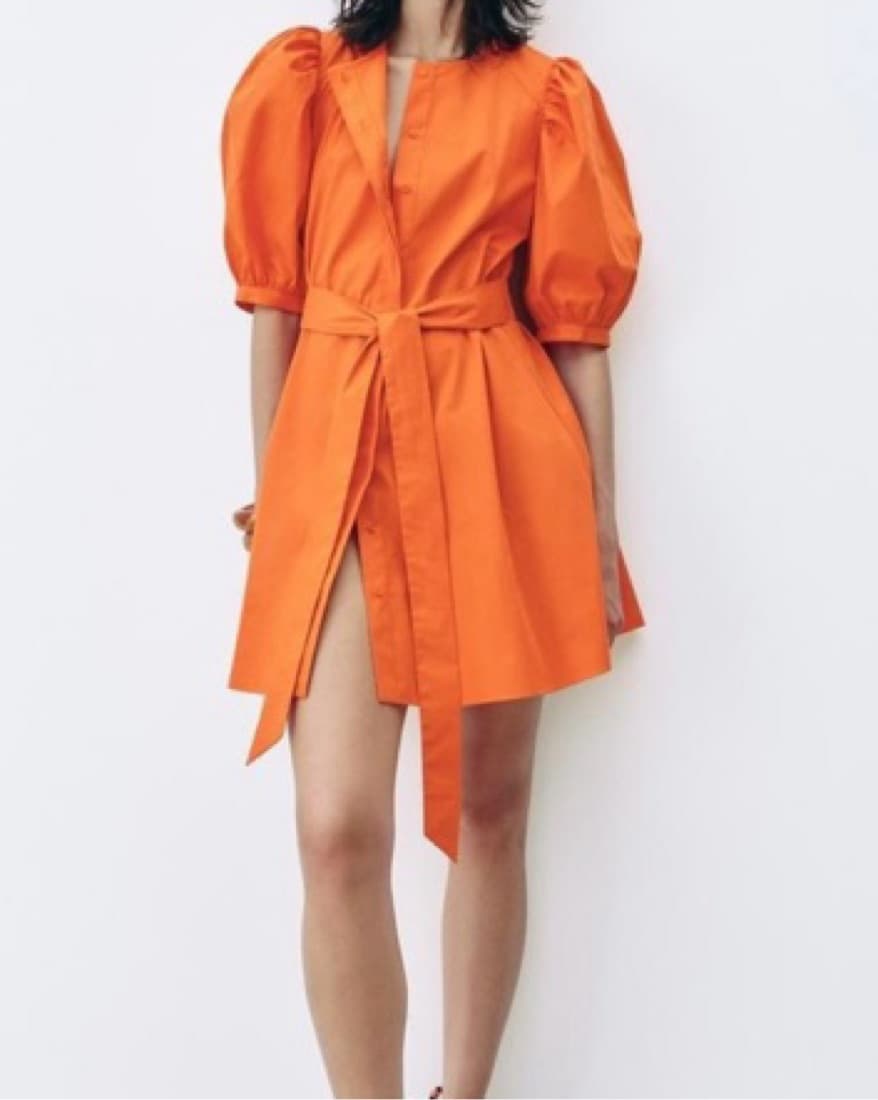 Zara Orange Belted Mini Dress - Image 1