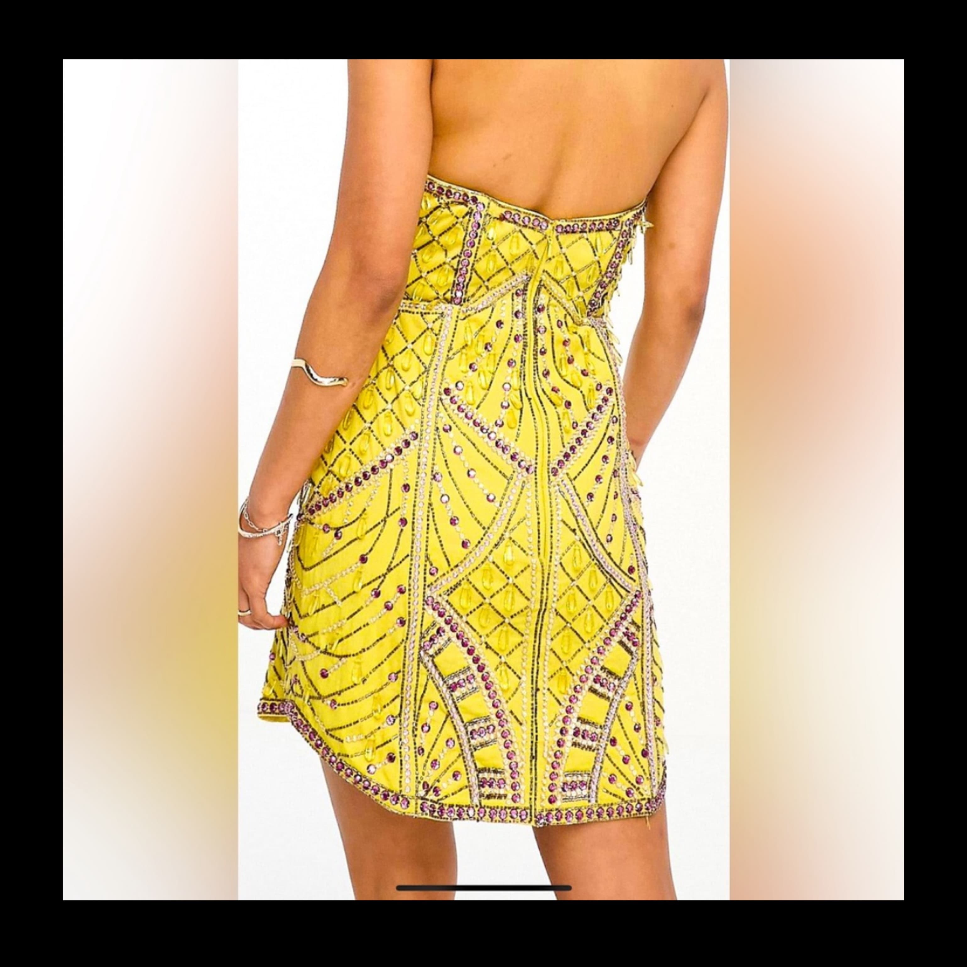 Embellished structured plunge mini dress - Image 2