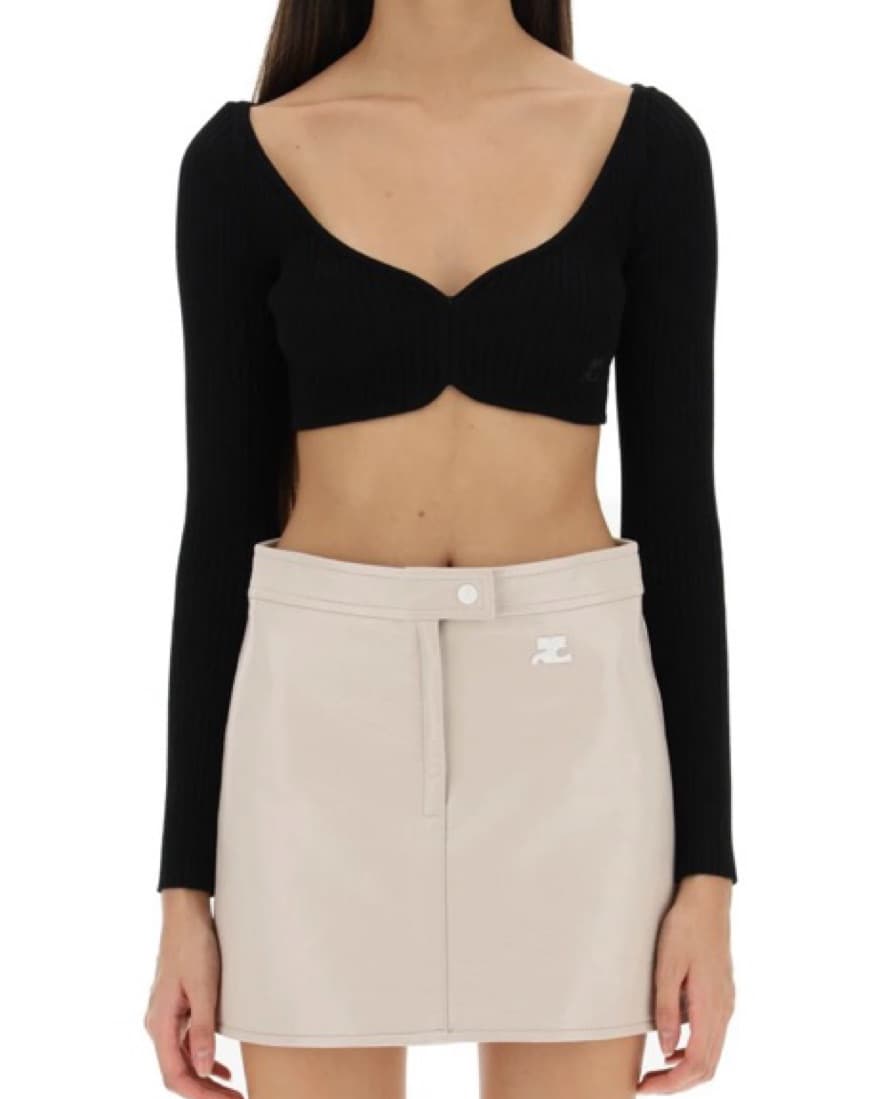 Courreges Rib Knit Crop Top - Image 1