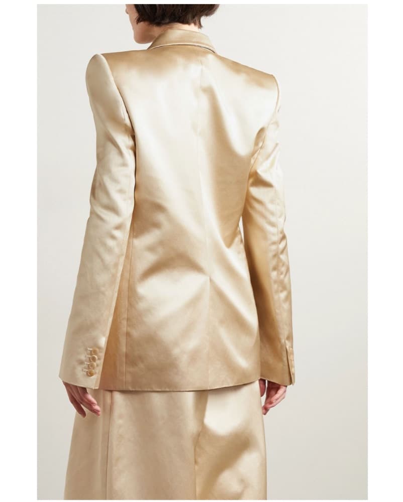 Khaite Double-Breasted Satin Blazer - Image 4