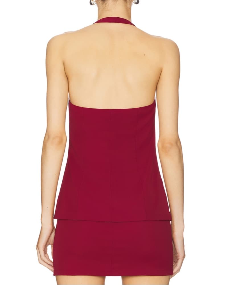 Chic Halter Matching Set in Vibrant Red - Image 2