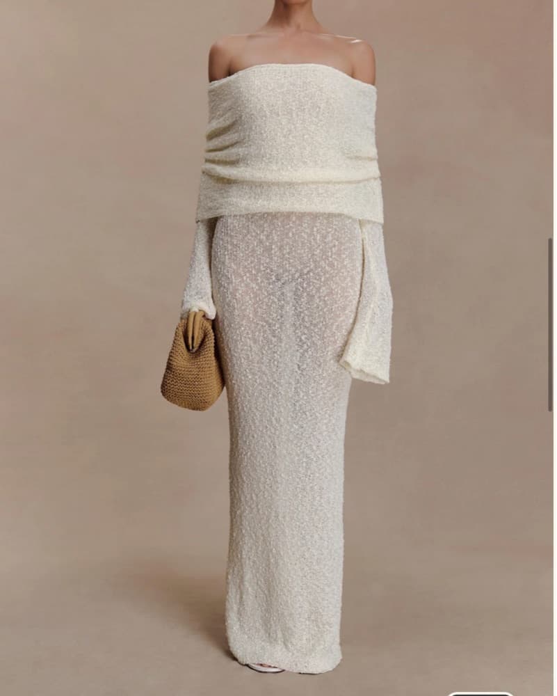 Marisol Off Shouldee Boucle Maxi Dress  - Image 4
