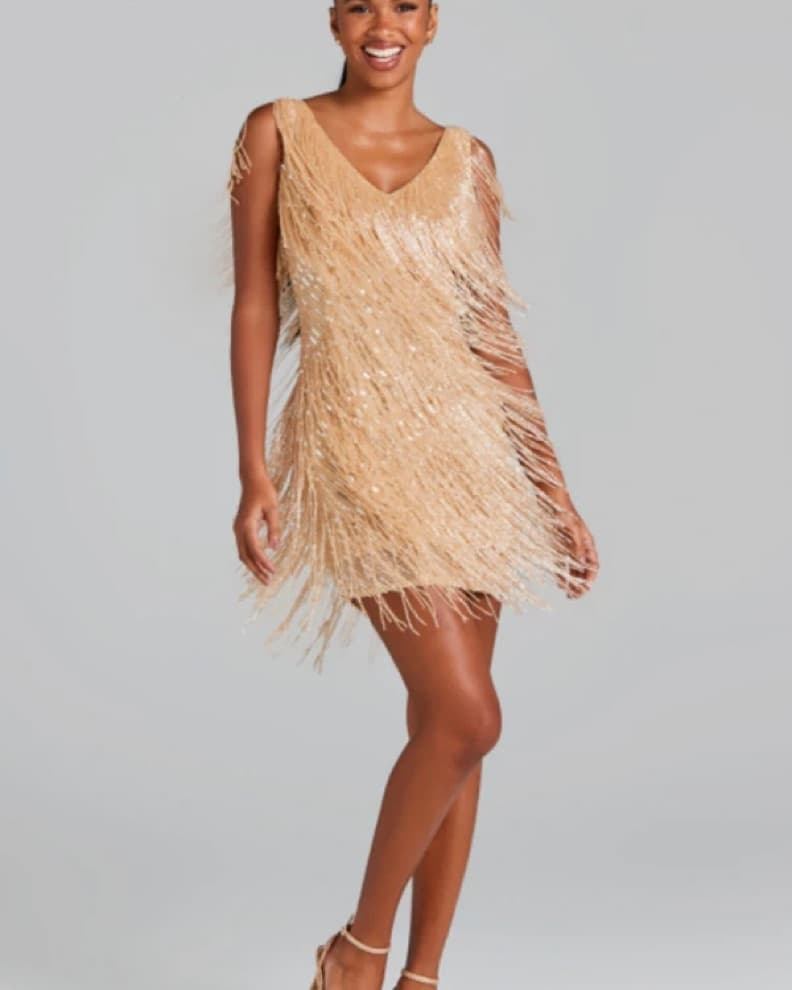 Nadine Merabi Beaded Fringe Dress XS - Image 1