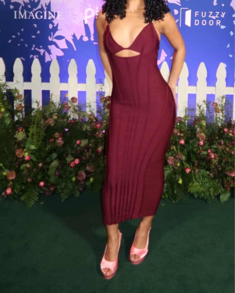 Stunning Burgundy Halter Maxi Dress - Image 1