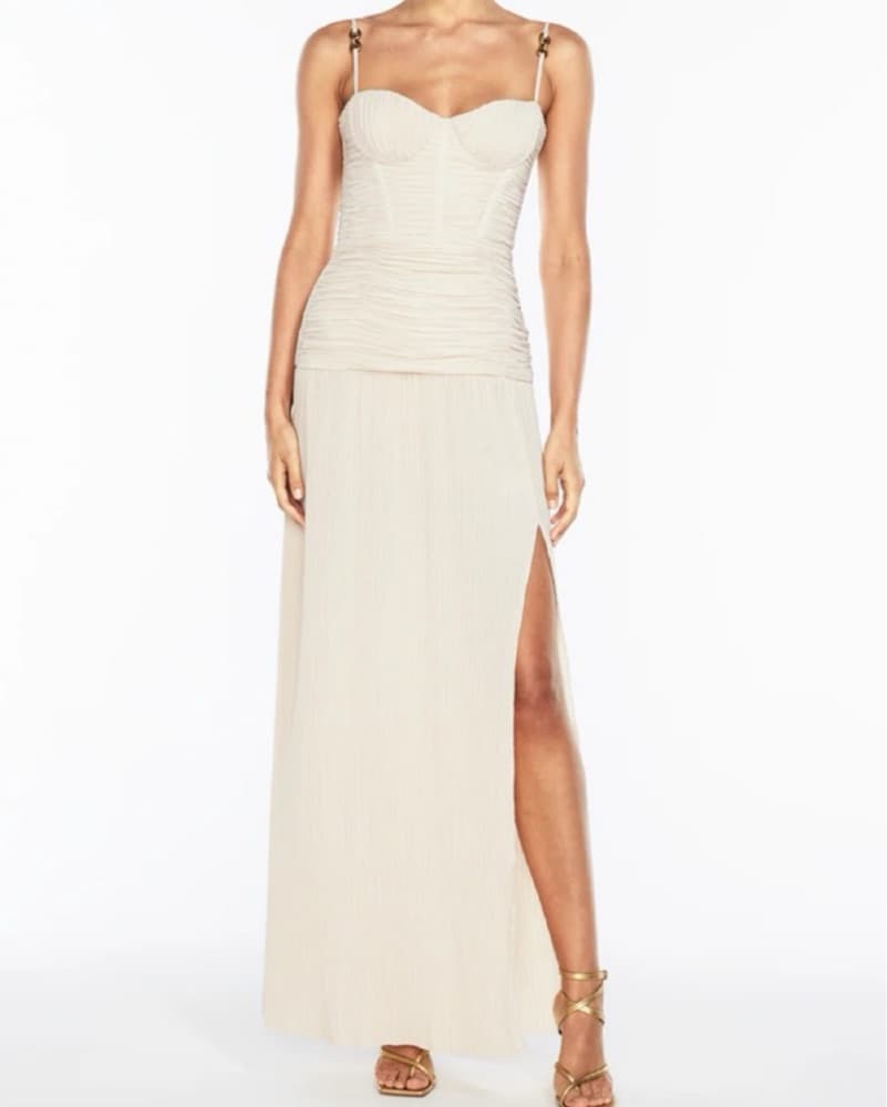 Manning Cartell Long Beige Dress xs - Image 5