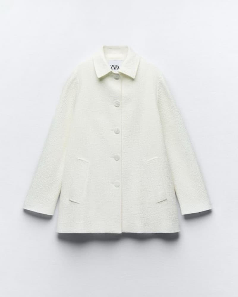 Zara Textured White Coat - Image 4