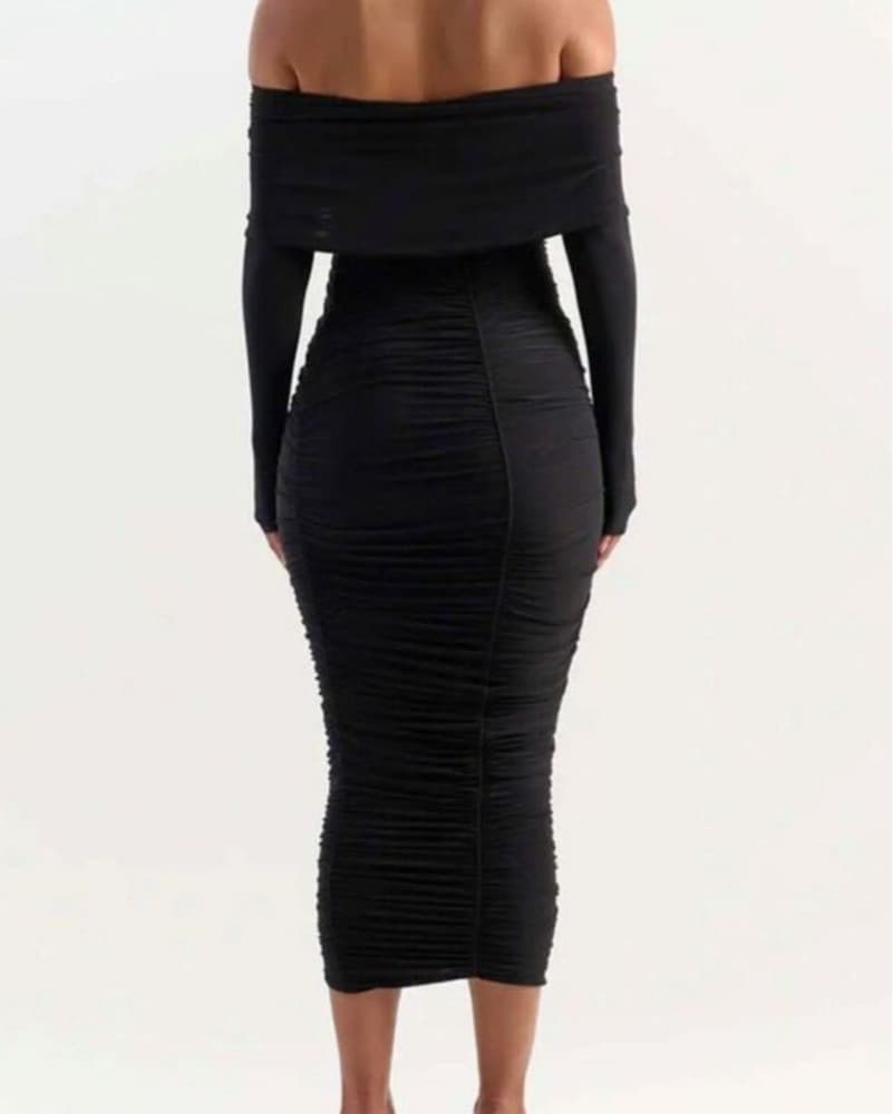 Naked Shoulderless Ruched Midi Dress - Image 2