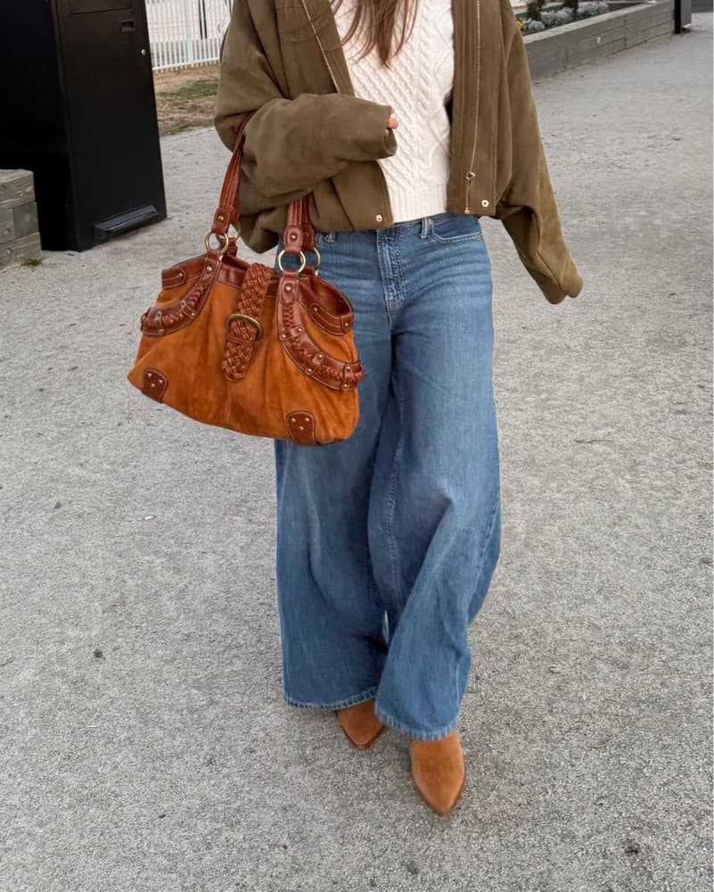 Vintage Brown Suede Bag  - Image 1