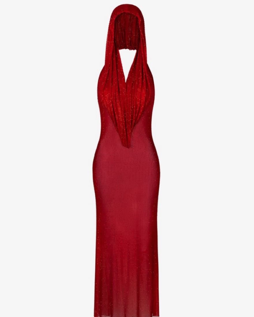 Red Theophilio Hooded Dress - Image 3