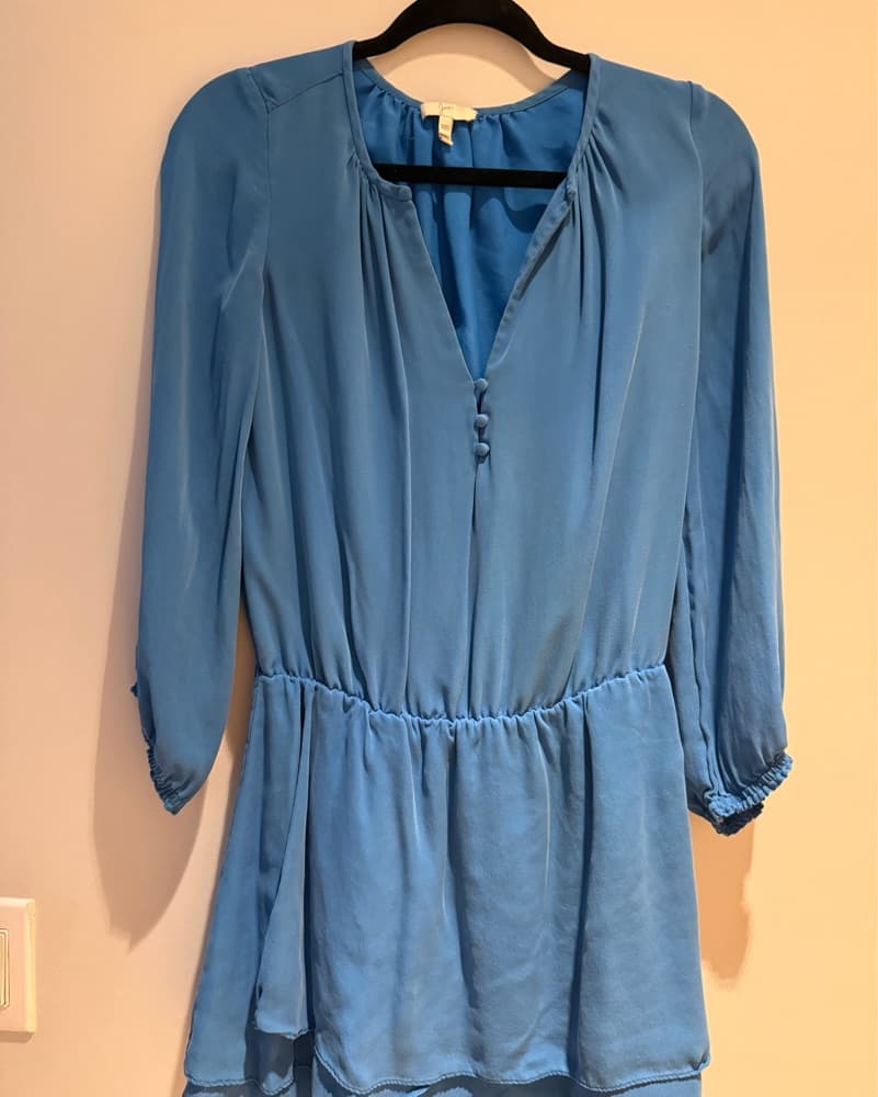 Joie Elegant Blue Satin Midi Dress - Image 2
