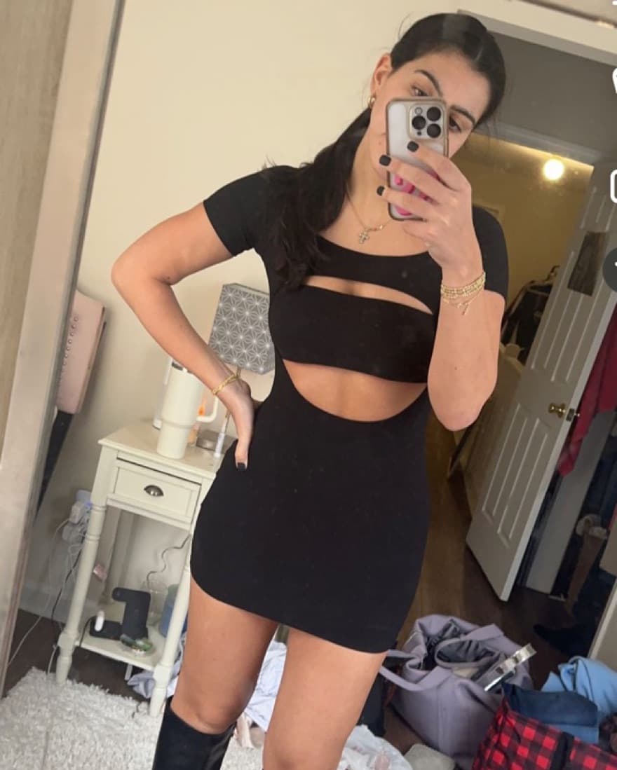 Two Piece Mini Black Dress - Image 2