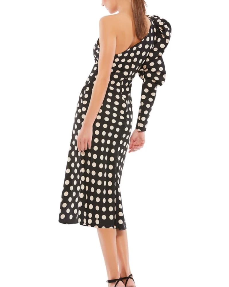 Mac Duggal Long Puff Sleeve Polka Dot - Image 3