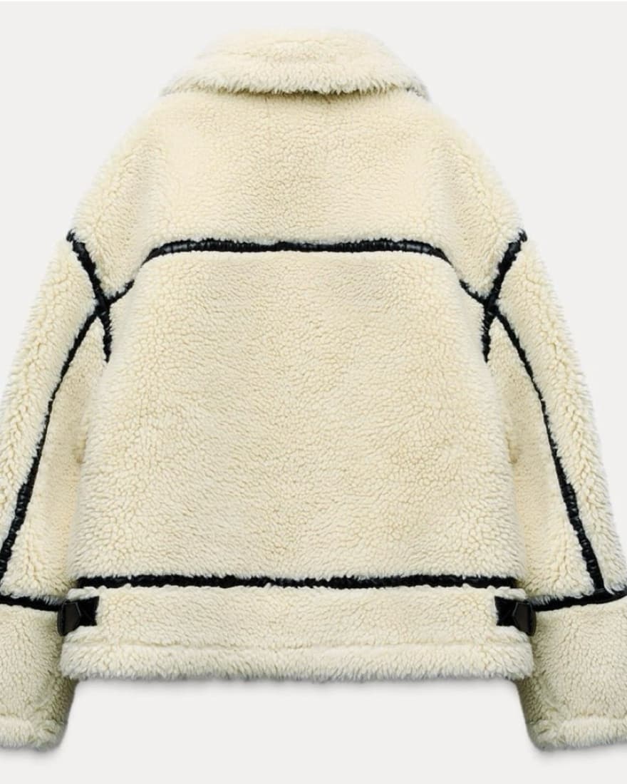 Zara Faux Fur Biker Teddy Jacket - Image 2