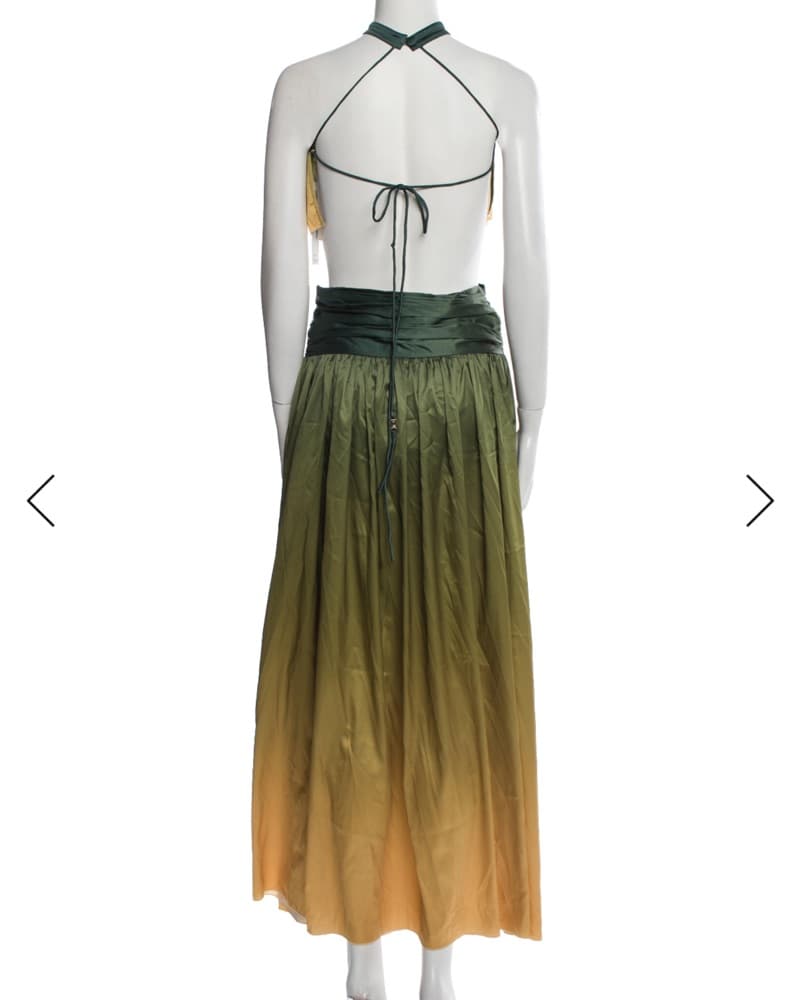 Janthee Green Ombre Silk Skirt Set XS - Image 2