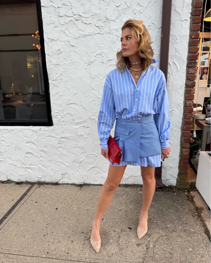 Maje Blue Striped Dress - Image 4
