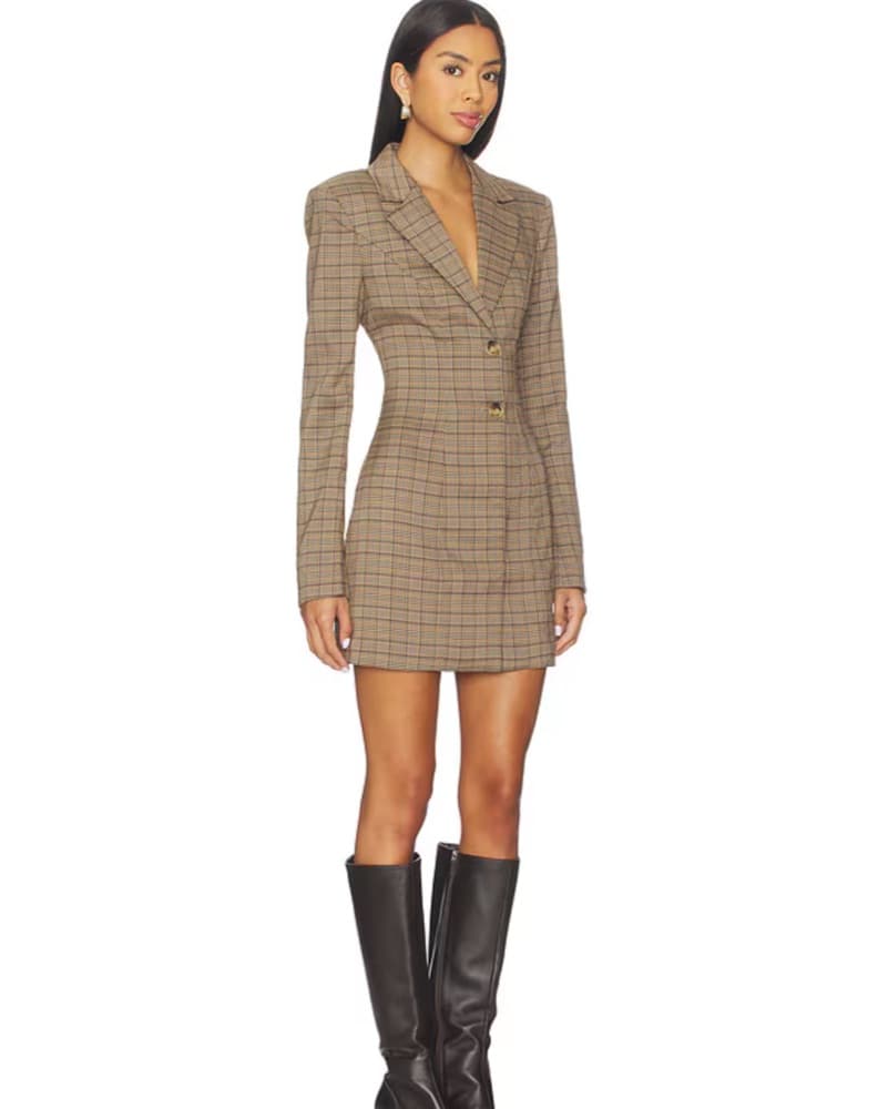 Majorelle Chic Plaid Blazer Dress - Image 2