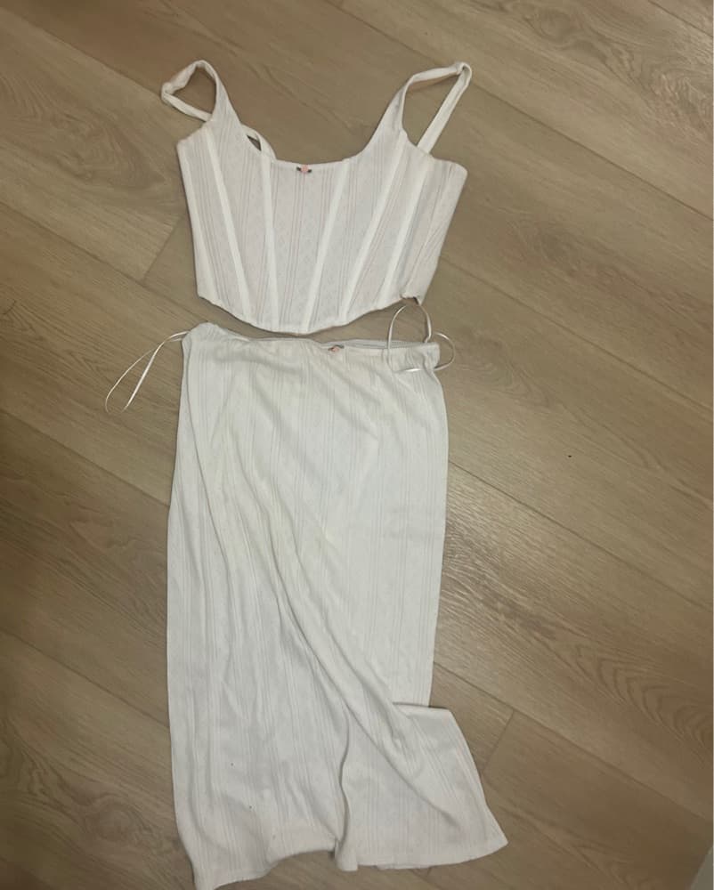 WITH JEAN Chic White Ribbed Cami Set - Image 2