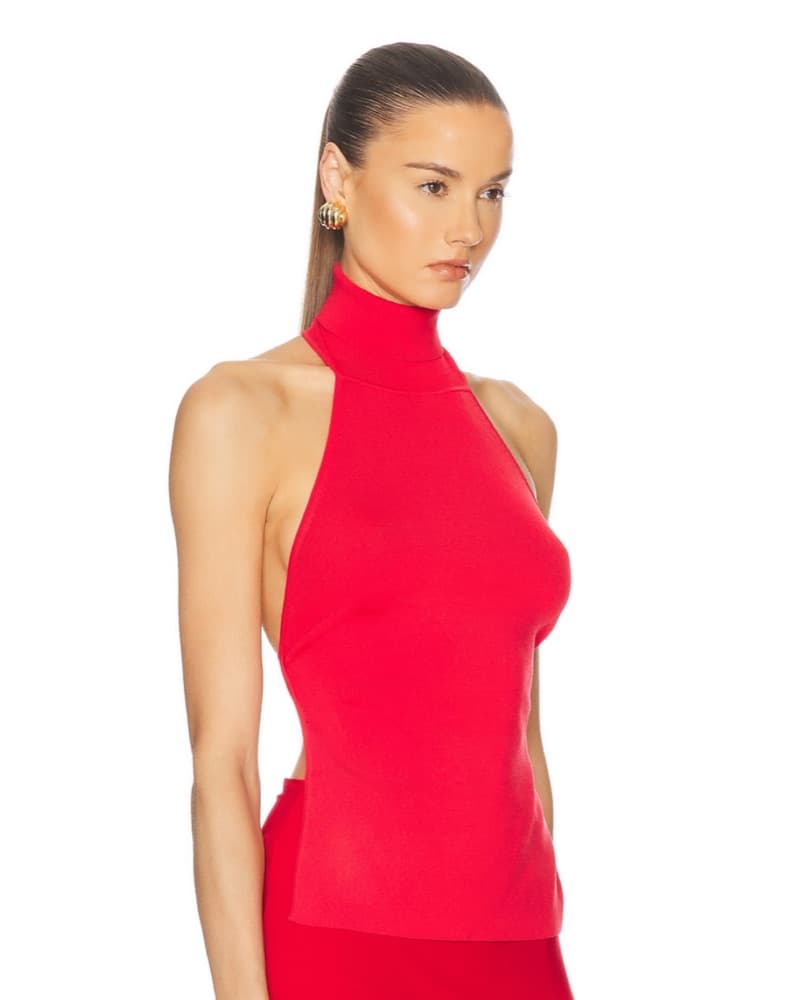 Cult Gaia Wake Knit Top Ghermez Red - Image 1