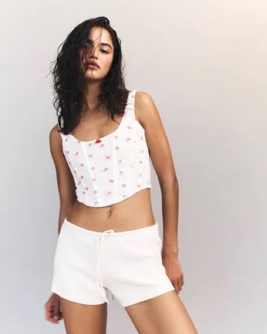 With Jean Cindy Corset White Rose Top - Image 2