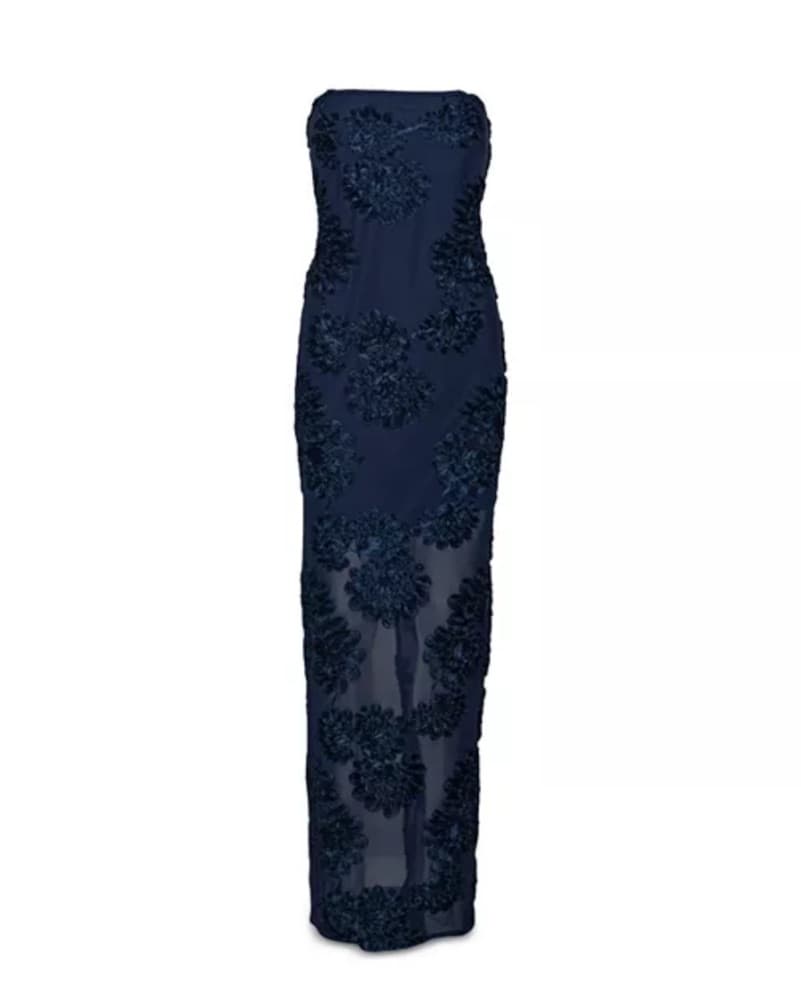 Rotate Navy Blue Floral Mesh Dress - Image 4