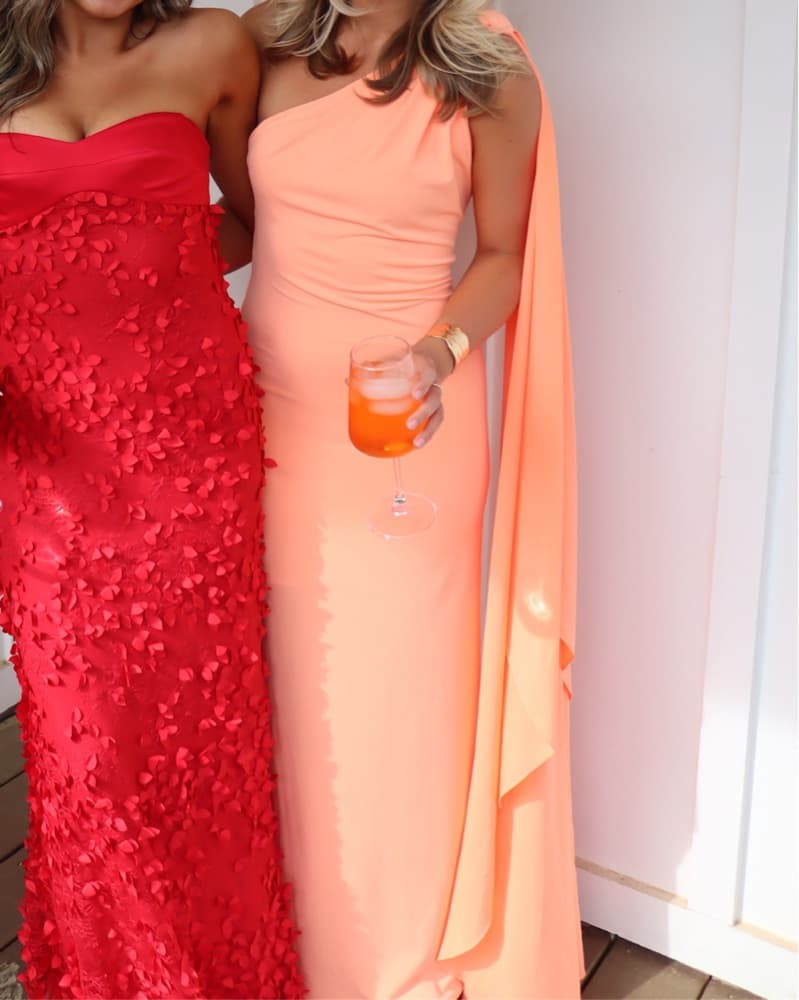 Alice & Olivia Orange Drape Dress - Image 3