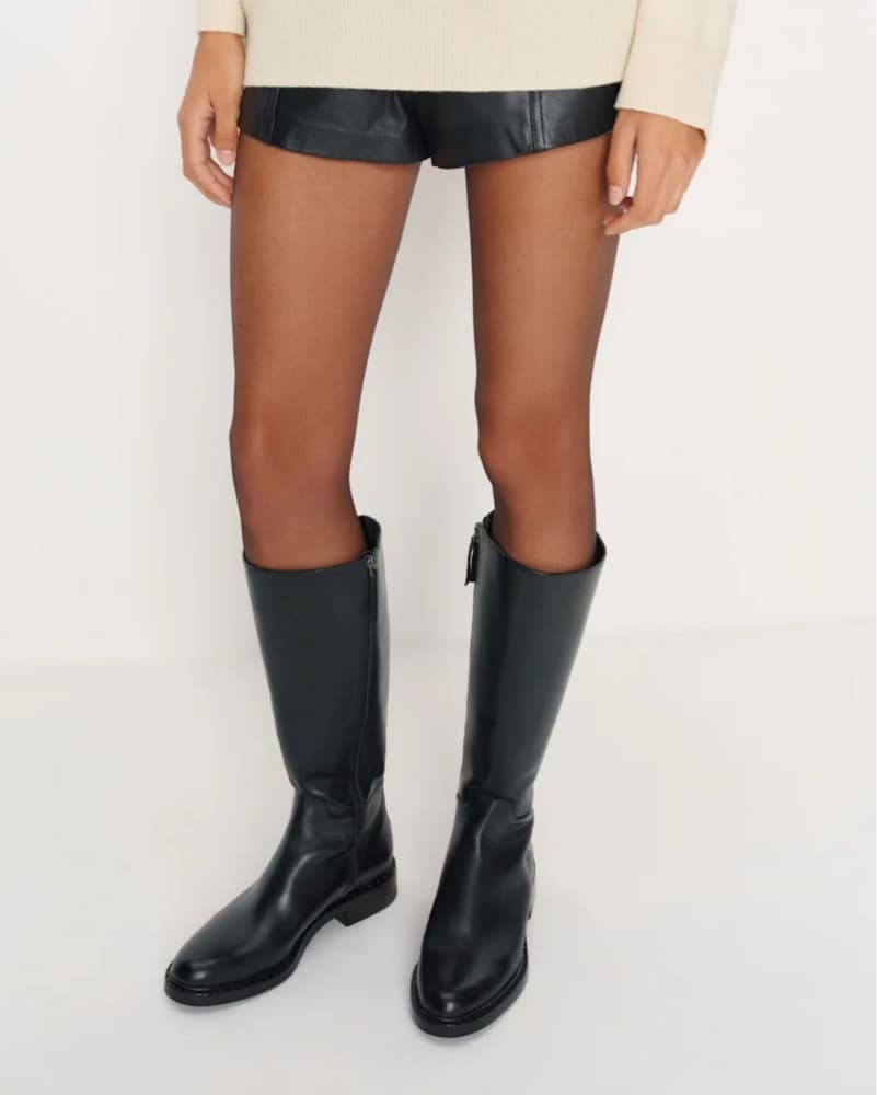 Knee High Black Leather Boots - Image 1