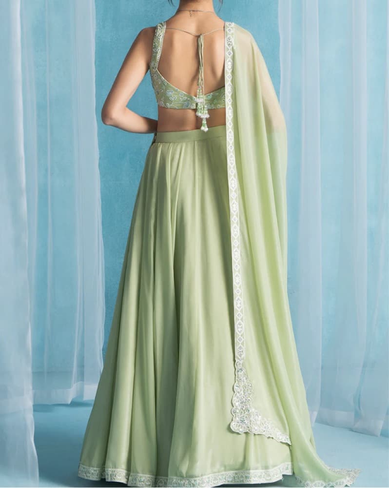 Sage Green Lashkara Lehenga - Image 4
