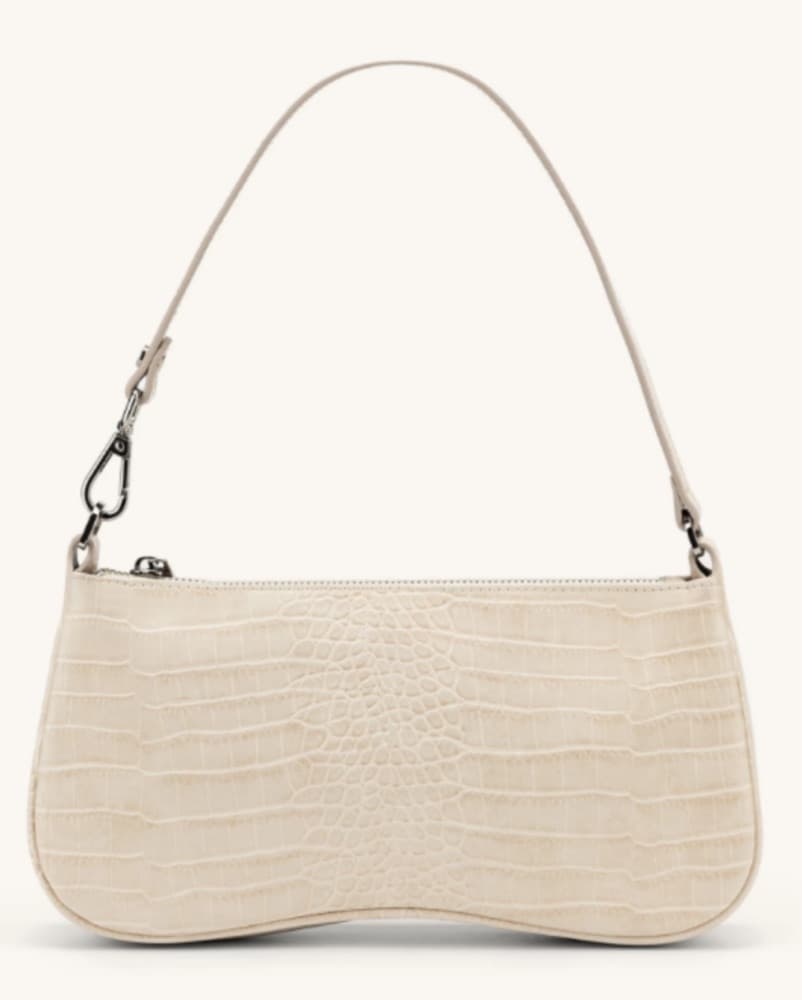 Ivory/Bone Eva Croc Shoulder Bag - Image 1