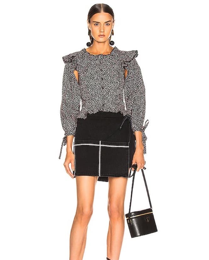 Sandy Liang Black Apron Mini Skirt - Image 3