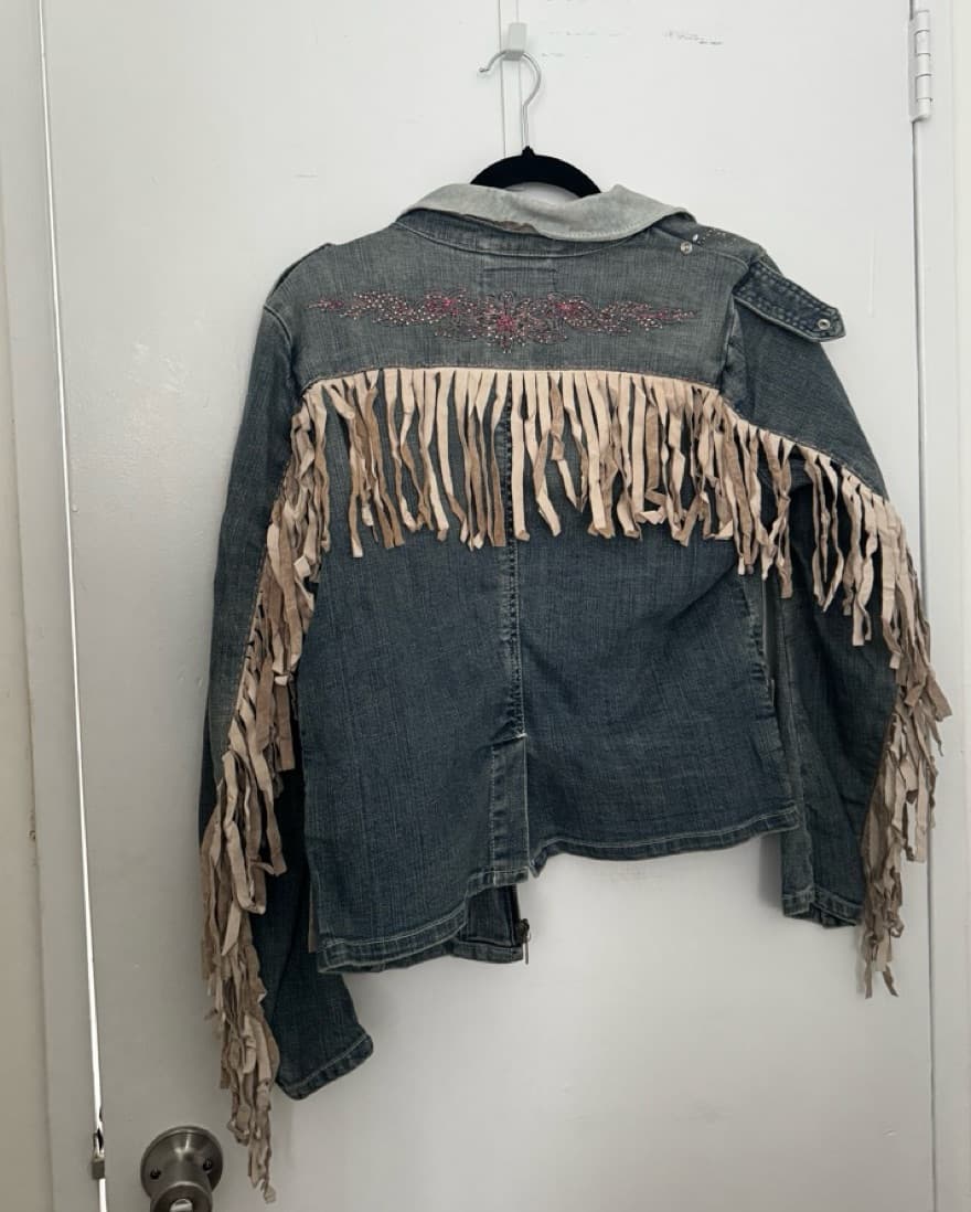 Vintage denim fringe jacket - Image 3