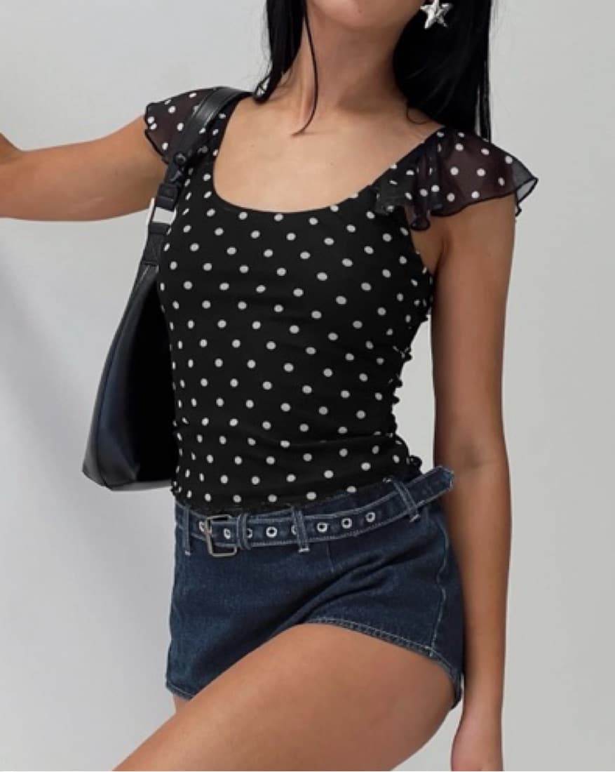 Beckinsale Polka Dot Top - Black - Image 1
