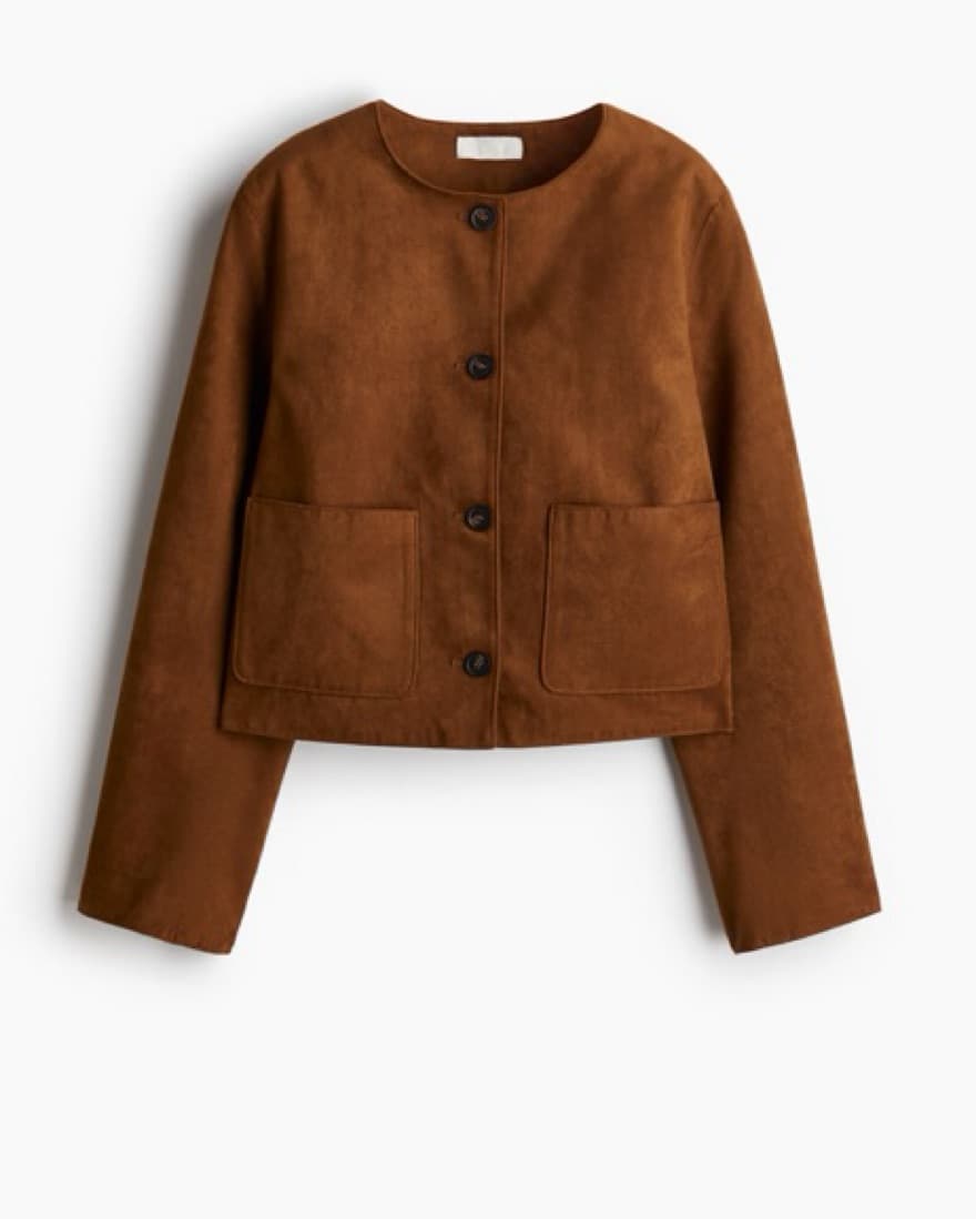 Suede Cropped Brown Jacket - Image 1